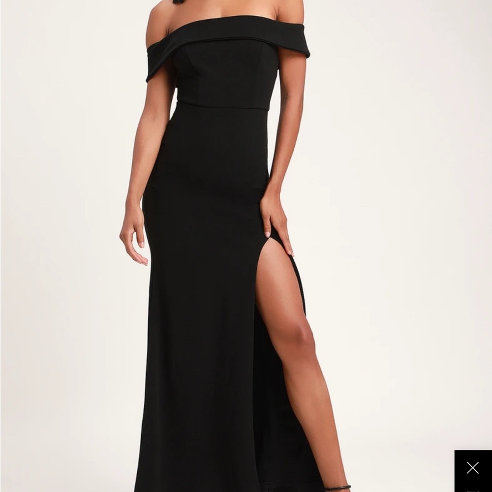 Lulu's Aveline Black Off-the-Shoulder Maxi Dress - size small
